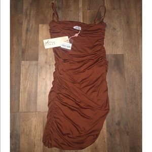 Oh Polly brown side ruched dress